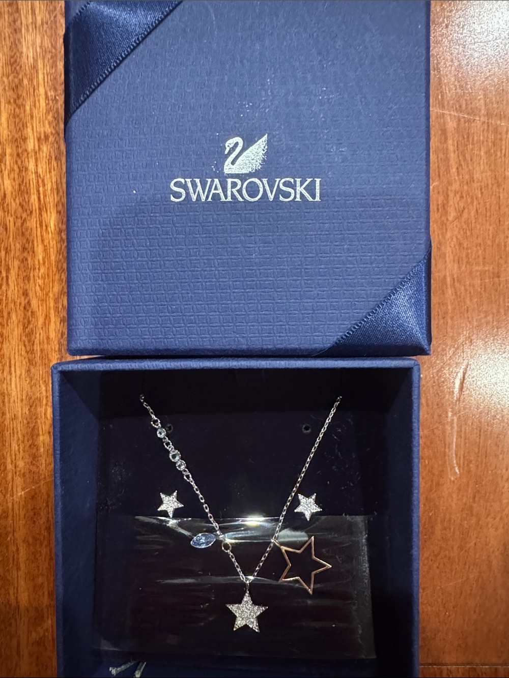 Swarovski Silver and Rose Gold Star Charm Necklace